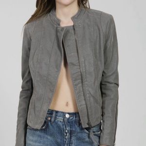 Free People Grey Vegan Suede Moto Jacket